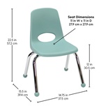 12" Stack Chair, Ball Glide, Seafoam