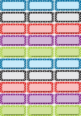 Magnetic Die-Cut Small Foam Nameplates & Labels, Color Dots Pattern, Pack of 30