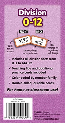 Division Flash Cards, All Facts 0–12