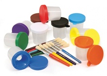 No-Spill Paint Cups, Set of 10 Cups & Brushes