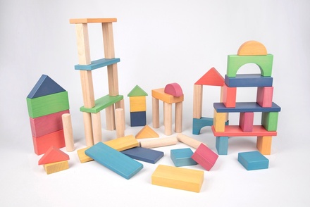 Rainbow Wooden Jumbo Block Set - 54 Piece
