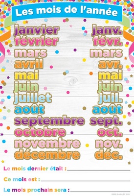 French Months of the Year Immersion Smart Poly™ Chart