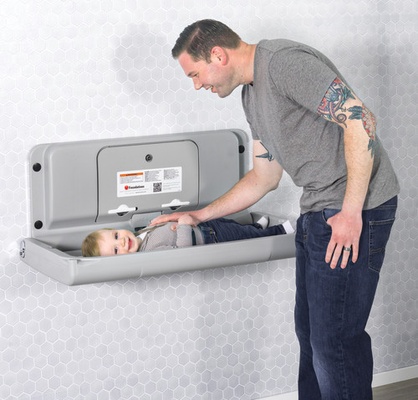 Foundations Ultra® Horizontal Baby Changing Station, Stainless/Gray