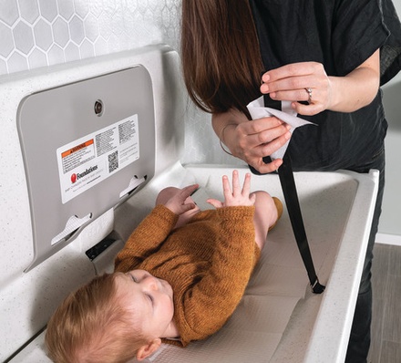 Foundations Ultra® Horizontal Baby Changing Station, Stainless/White Granite