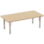 TABLE SALE! 30" x 60" Rectangle Maple Top with Maple Trim, Tan Chunky Adjustable Legs  (Adjustable Activity Table)