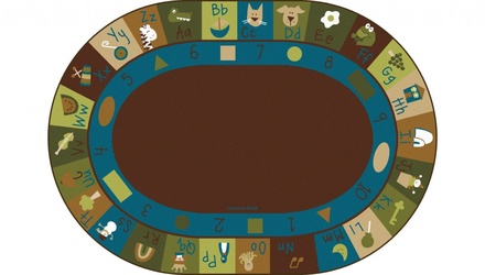 Learning Blocks Oval Carpet, Nature's Colors, 6' x 9' (Factory Second) 