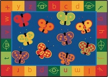 123 ABC Butterfly Fun Rectangle Rug