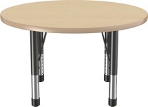 36" Round T-Mold Adjustable Activity Table with Chunky Leg/Maple Top