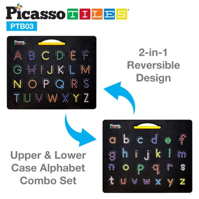 Picasso Tiles® Magnetic Alphabet Board, Uppercase/Lowercase Letters