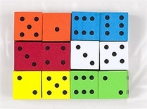 Assorted Color Spot 16mm Foam Dice, Pack of 12
