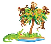 Five Monkeys Sitting in a Tree Flannelboard Set