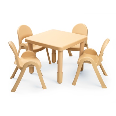 MyValue™ Square Table & 4-Chair Set, Preschool, Natural Tan