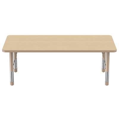 TABLE SALE! 30" x 60" Rectangle Maple Top with Maple Trim, Tan Chunky Adjustable Legs  (Adjustable Activity Table)
