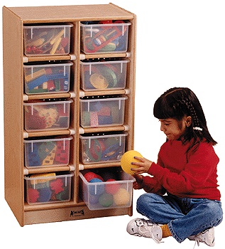10 Tray Mobile Cubbie, With colored trays
