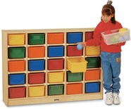 25 Tray Mobile Cubbie, With colored trays
