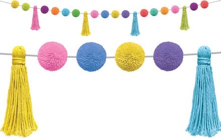 Colorful Pom-Poms and Tassels Garland