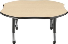 48" x 48" Clover T-Mold Adjustable Activity Table with Chunky Leg, Maple Top