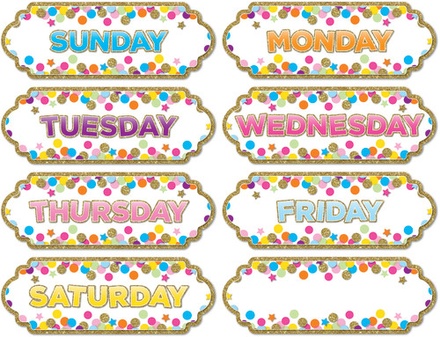 Die-Cut Magnets, Confetti Days of the Week