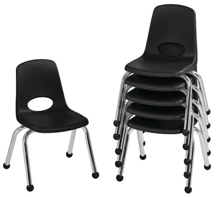 12" Stack Chair, Ball Glide, Black