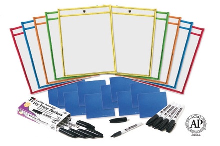 Reusable Dry Erase Pockets Class Pack, 10-Student Pack