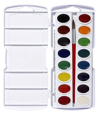 Prang® Oval Pan Watercolors, 16-Color Set With Brush