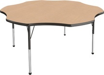 60" Flower T-Mold Adjustable Activity Table with Standard Ball -Maple Top