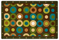 Alphabet Calming Circles Carpet Nature Colors 8' x 12'