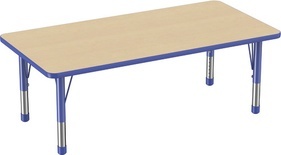 30" x 60" Rectangle T-Mold Adjustable Activity Table with Chunky Leg - Maple Top