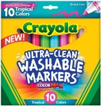 Crayola® Washable Broad-Line Markers, 10 Tropical Colors