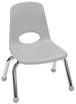 10" Stack Chair, Ball Glide, Light Gray