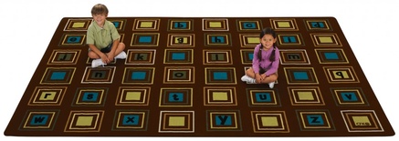 Factory Second - Literacy Squares Carpet Nature Colors 	6' x 9'