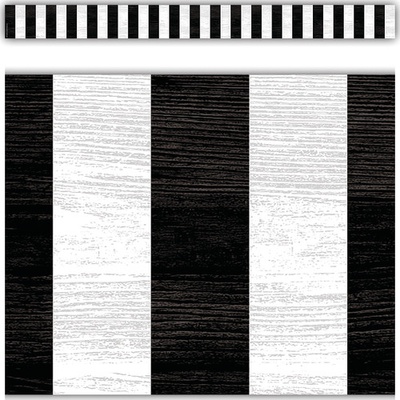 Modern Farmhouse Black Stripes Straight Border Trim