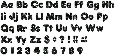 Uppercase/Lowercase Casual Solids Ready Letters® Combo Pack, Black Sparkle 4''