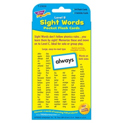 Sight Words-Level B Pocket Flash Cards