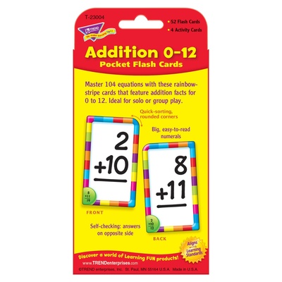 Addition 0-12 Pocket Flash Cards