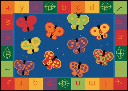KIDSoft™ 123 ABC Butterfly Fun Rug, 6' x 9' Rectangle