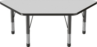 30" x 60" Trapezoid T-Mold Adjustable Activity Table with Chunky Leg - Gray Top